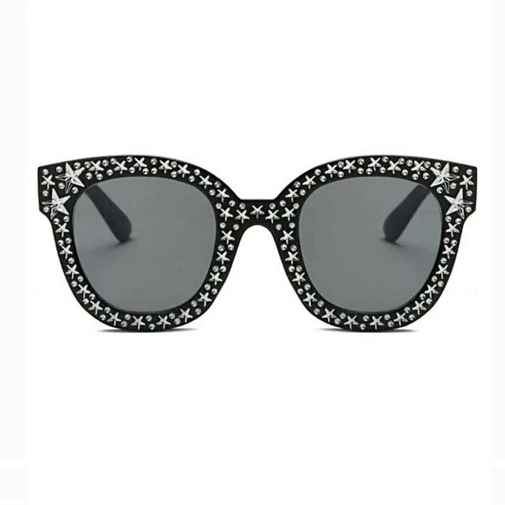 Stylish Black w/ Silver Star Design Sunglasses